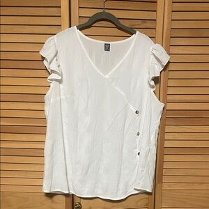 SHEIN Cream Ruffle Sleeve Blouse with Button Detail NWOT never worn